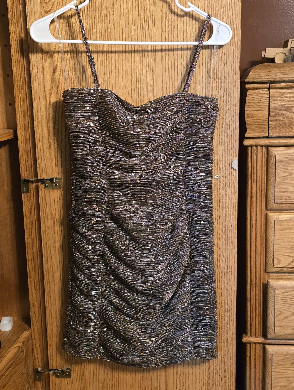 NWT Brown With Gold Sparkle Mini Dress Rare London